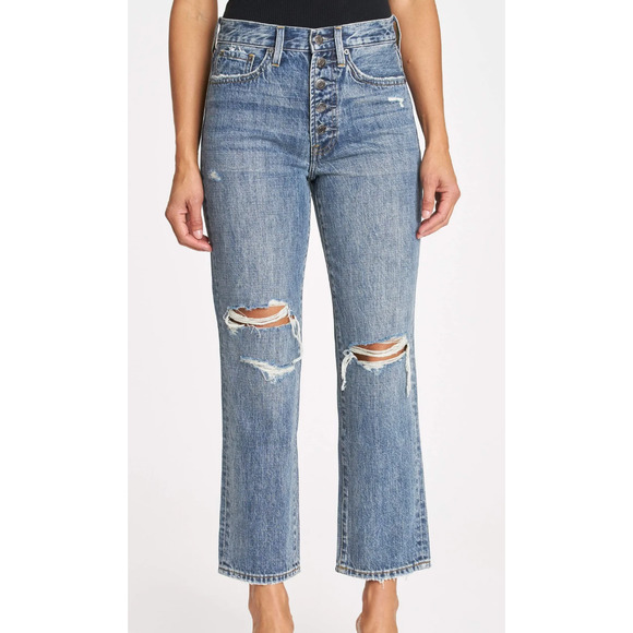 Pistola Charlie High Rise Straight Leg Jean Womens 27 Medium Wash Distressed - Picture 1 of 10